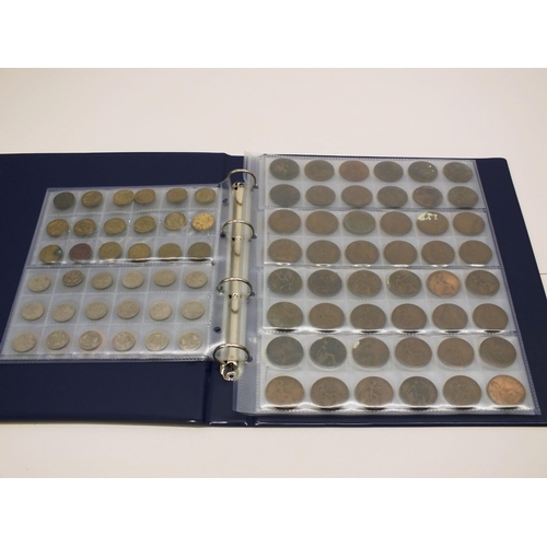 147 - BLUE COIN ALBUM OF MIXED ENGLISH COINS