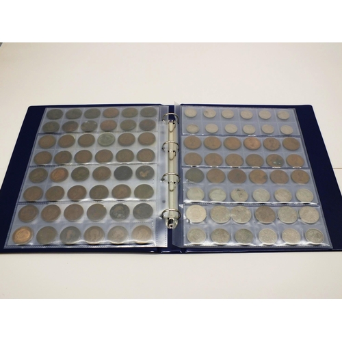 147 - BLUE COIN ALBUM OF MIXED ENGLISH COINS