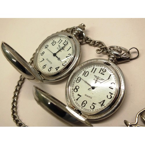 171 - TWO VINTAGE ADIMAX QUARTZ POCKET WATCHES, DEER & HORSE