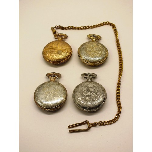 173 - FOUR QUARTZ POCKET WATCHES