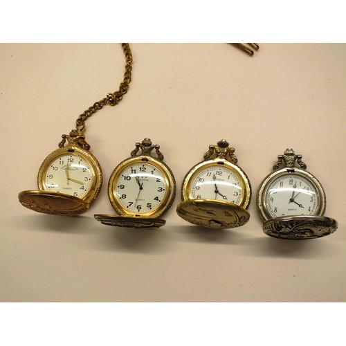 173 - FOUR QUARTZ POCKET WATCHES