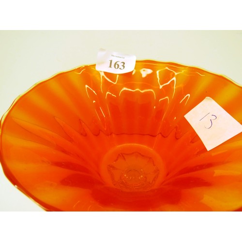 163 - VINTAGE COLOURED GLASS PEDESTAL BOWL