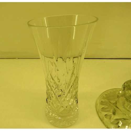 168 - CRYSTAL CUT GLASS, VASE, BOWL ETC