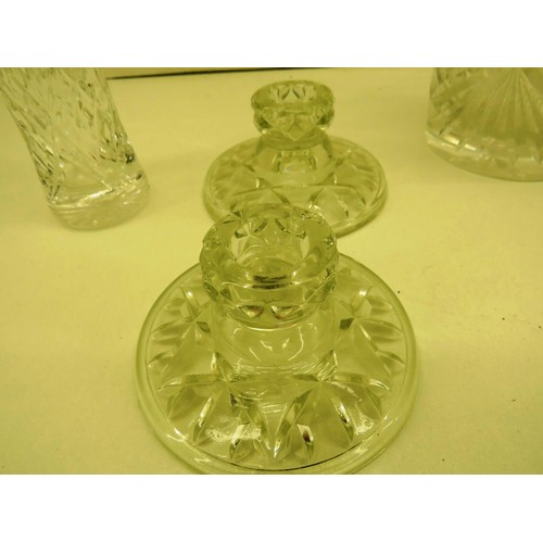 168 - CRYSTAL CUT GLASS, VASE, BOWL ETC