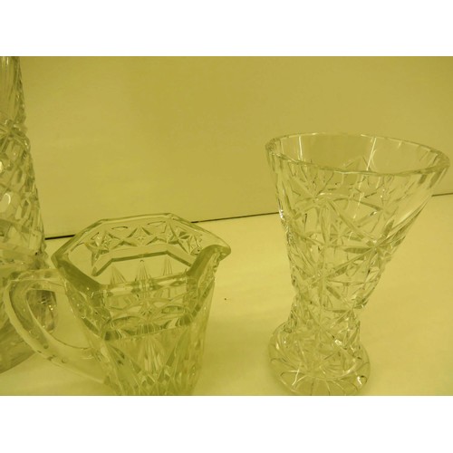 168 - CRYSTAL CUT GLASS, VASE, BOWL ETC