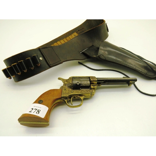 278 - REPLICA REVOLVER AND BLACK LEATHER HOLSTER