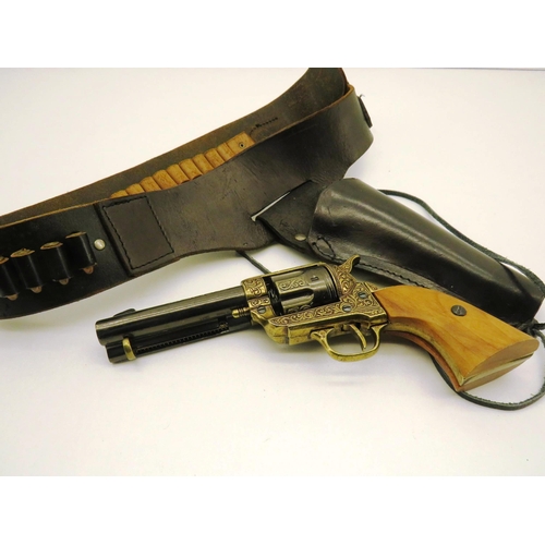 278 - REPLICA REVOLVER AND BLACK LEATHER HOLSTER