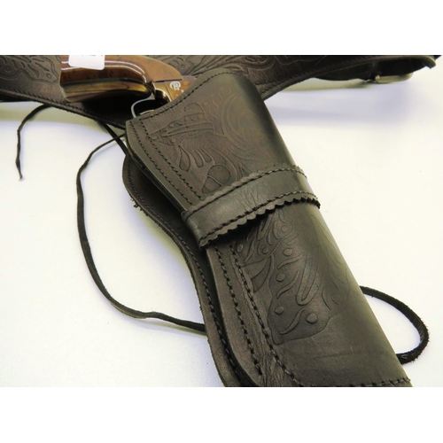 281 - REPLICA COLT 45 REVOLVER AND DARK BROWN LEATHER HOLSTER