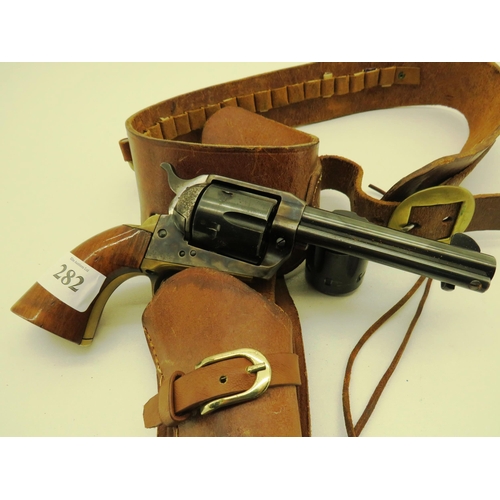 282 - REPLICA REVOLVER AND TAN COLOUR LEATHER HOLSTER