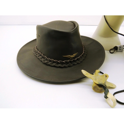 284 - TWO AUSTRALIAN STYLE LEATHER HATS AND RYEDALE AUSTRALIAN LEATHER HAT