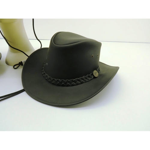 284 - TWO AUSTRALIAN STYLE LEATHER HATS AND RYEDALE AUSTRALIAN LEATHER HAT