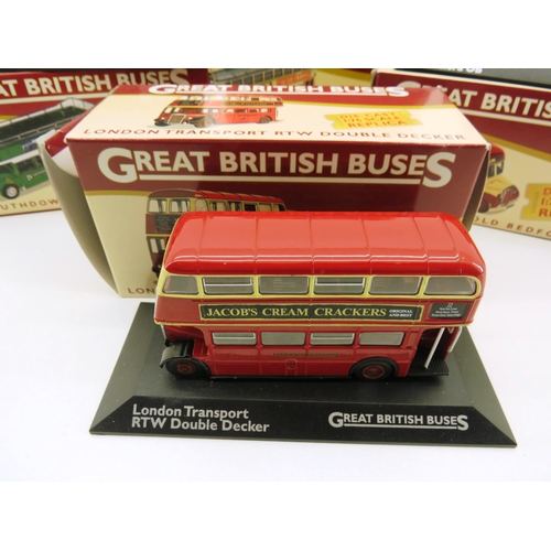 289 - FOUR BOXED DIECAST GREAT BRITISH BUSES SOUTHDOWN BRISTOL, WALLACE ARNOLD BEDFORD, METROPOLITAN FELTH... 