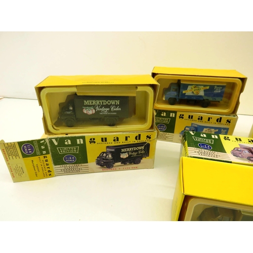 291 - FIVE VANGUARDS BOXED DIECAST INCLUDES BEDFORD TYPE TANKER, BEDFORD TYPE VANS AND FORD THAMES TRADER ... 