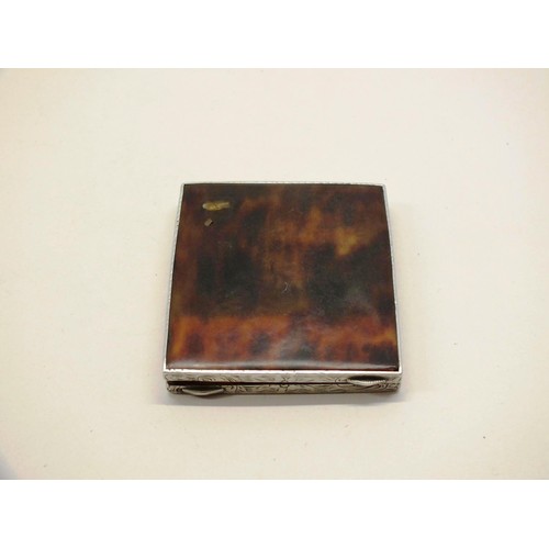 231 - ANTIQUE SWEDISH 935 SILVER TORTOISESHELL CARD CASE/MATCH CASE 6cm x 5cm