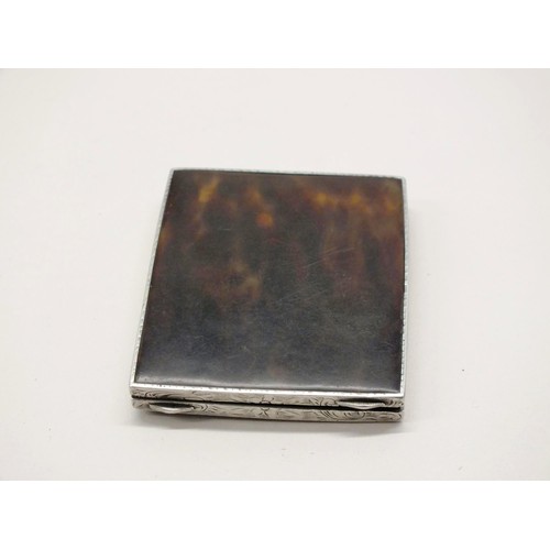 231 - ANTIQUE SWEDISH 935 SILVER TORTOISESHELL CARD CASE/MATCH CASE 6cm x 5cm