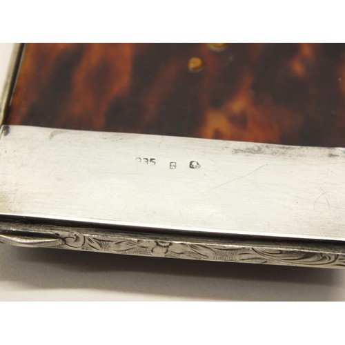 231 - ANTIQUE SWEDISH 935 SILVER TORTOISESHELL CARD CASE/MATCH CASE 6cm x 5cm