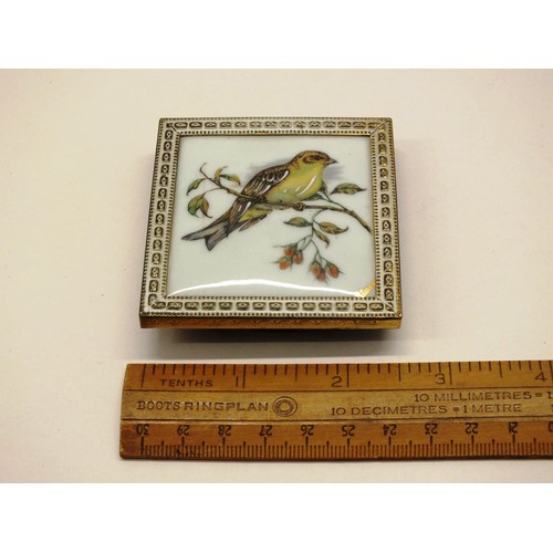 244 - VINTAGE HAND PAINTED PORCELAIN MINIATURE OF A BIRD ON A BRANCH - SIGNED, MADE IN DENMARK