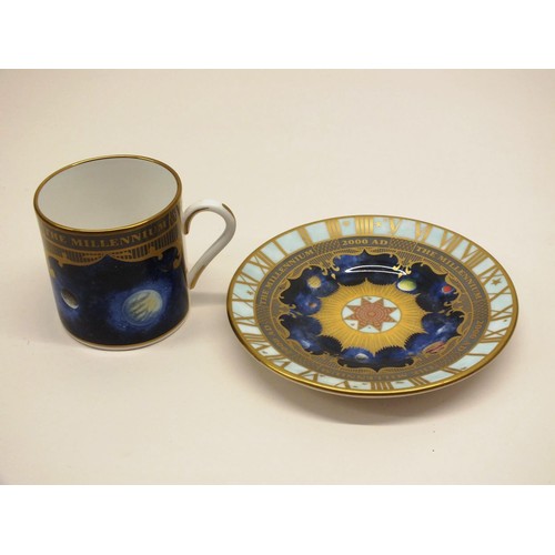 249 - 1960's ERNESTINE SALERNO ITALY POTTERY TUMBLER & ROYAL WORCESTER 1999 MILLENIUM COFFEE CUP & SAUCER