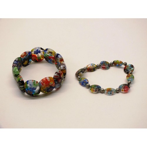 251 - TWO MURANO MILLEFIORI BEAD BRACELETS AND NECKLACE