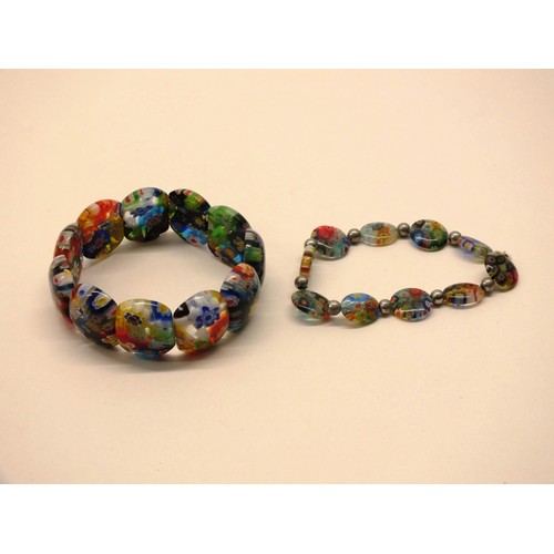 251 - TWO MURANO MILLEFIORI BEAD BRACELETS AND NECKLACE