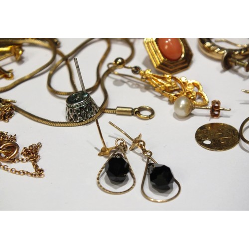 223 - ASSORTED GOLD COLOUR JEWELLERY INCLUDES BRACELETS, NECKLACES, EARRINGS ETC