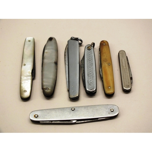 253 - 7 x PENKNIVES MOTHER OF PEARL, 1937 CORONATION ETC