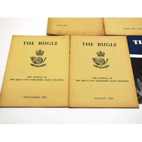 261 - TEN COPIES OF THE BUGLE, THE KINGS OWN YORKSHIRE LI JOURNAL DATING 1949 TO 1968