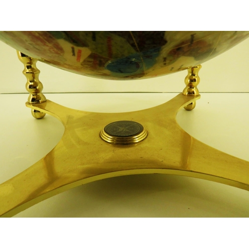 335 - VINTAGE GEMSTONE AND BRASS GLOBE APPROXIMATE HEIGHT 16