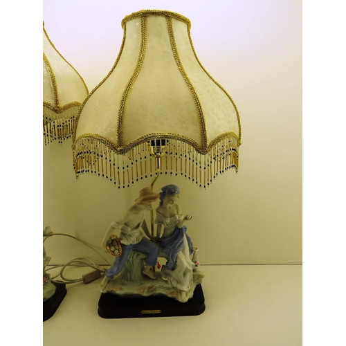 346 - TWO ELEGANT COLLECTION FIGURAL LAMPS WITH MATCHING SHADES