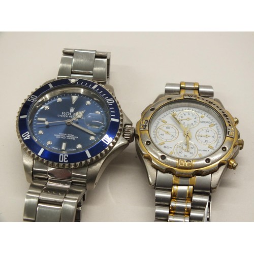 34 - THREE GENTS WATCHES INCLUDES SEIKO BLUE DIAL DATE WATCH