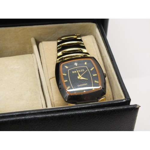 118 - BLACK LEATHER 12 WATCH CASE WITH 7 WATCHES INCLUDES CASIO DIGITAL & ACCURIST