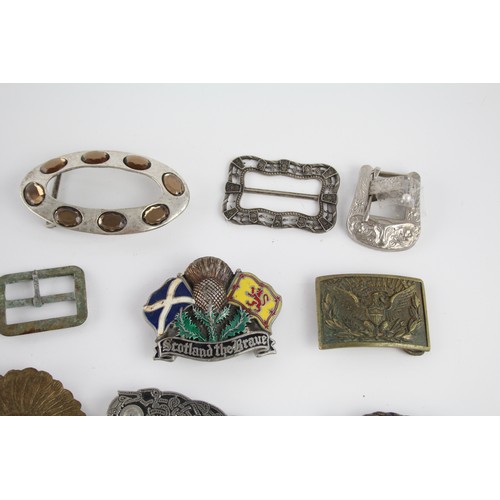 401 - 12 x Assorted Gents Belt Buckles Inc Scotland the Brave, Eagle, Celtic Knot Etc