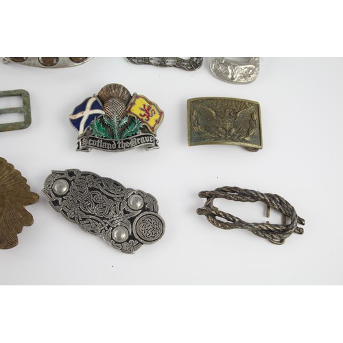 401 - 12 x Assorted Gents Belt Buckles Inc Scotland the Brave, Eagle, Celtic Knot Etc