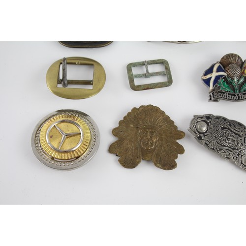 401 - 12 x Assorted Gents Belt Buckles Inc Scotland the Brave, Eagle, Celtic Knot Etc