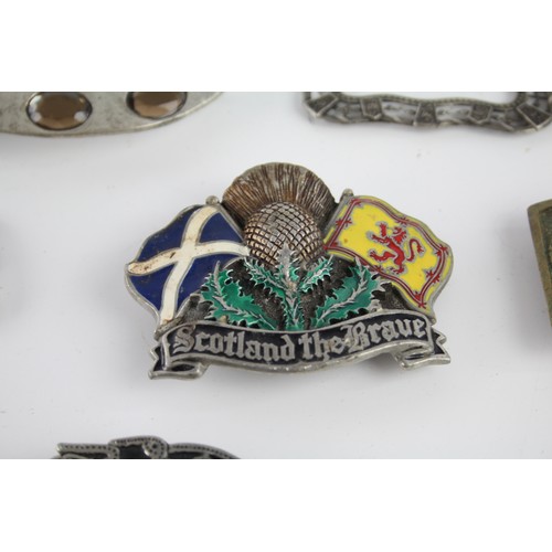 401 - 12 x Assorted Gents Belt Buckles Inc Scotland the Brave, Eagle, Celtic Knot Etc