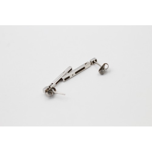 403 - 9ct white gold diamond bar drop earrings (1.2g)