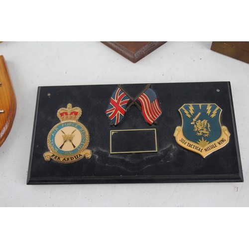 408 - 5 x Framed / Mounted Military & Police Badges Inc RAF, RAMC Etc