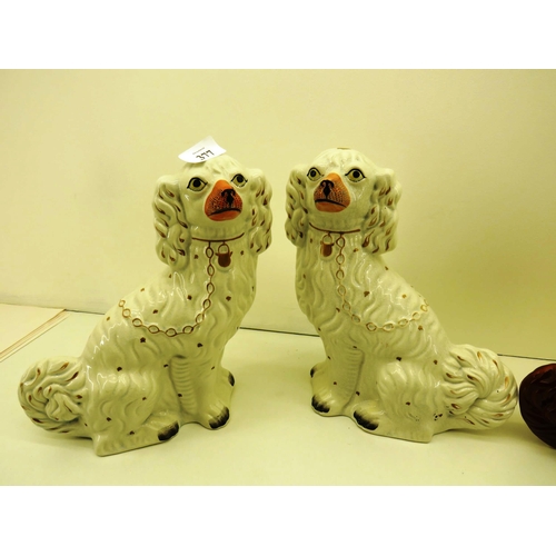 377 - TWO PAIRS OF STAFFORDSHIRE FIRESIDE DOGS