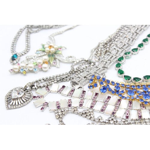 422 - 20 x assorted statement rhinestone necklaces including vintage and retro (656g)