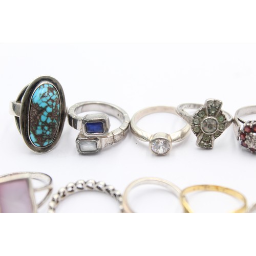 450 - 14 x .925 assorted rings including gemstone set (59g)