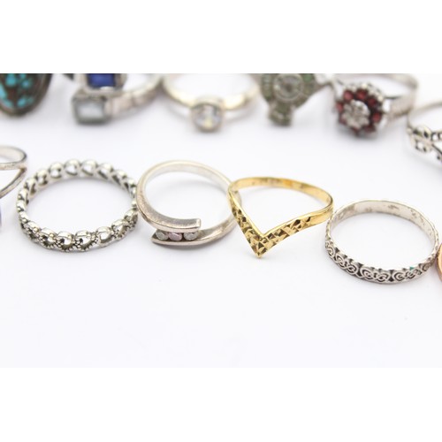 450 - 14 x .925 assorted rings including gemstone set (59g)