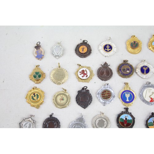 448 - 35 x Assorted Vintage Sports Medals Inc Highland Dance, Enamel, Plain, Etc