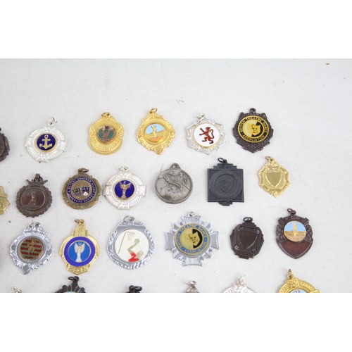 448 - 35 x Assorted Vintage Sports Medals Inc Highland Dance, Enamel, Plain, Etc