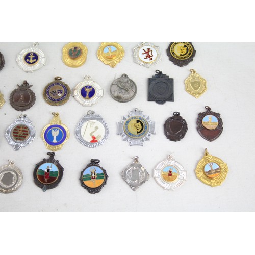 448 - 35 x Assorted Vintage Sports Medals Inc Highland Dance, Enamel, Plain, Etc