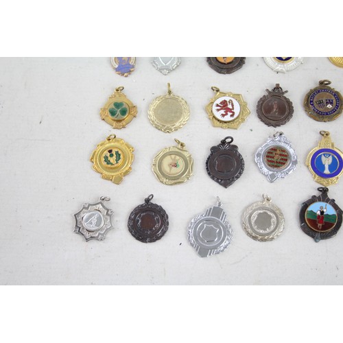 448 - 35 x Assorted Vintage Sports Medals Inc Highland Dance, Enamel, Plain, Etc