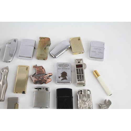 453 - 30 x Assorted Cigarette LIGHTERS Inc Vintage, Novelty, Souvenir Etc