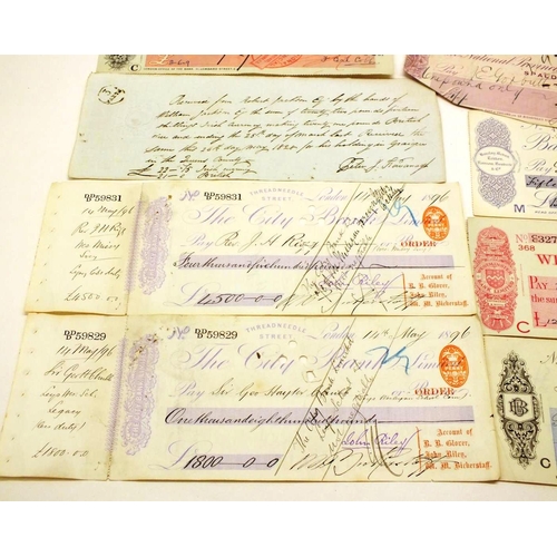 392 - 20 ANTIQUE & VINTAGE CHEQUES