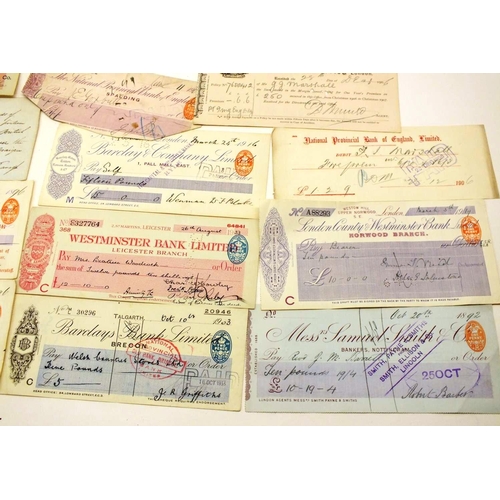 392 - 20 ANTIQUE & VINTAGE CHEQUES