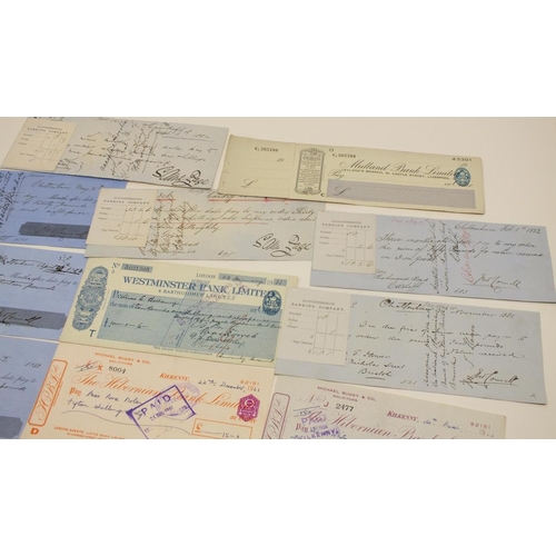 394 - 20 ANTIQUE & VINTAGE CHEQUES