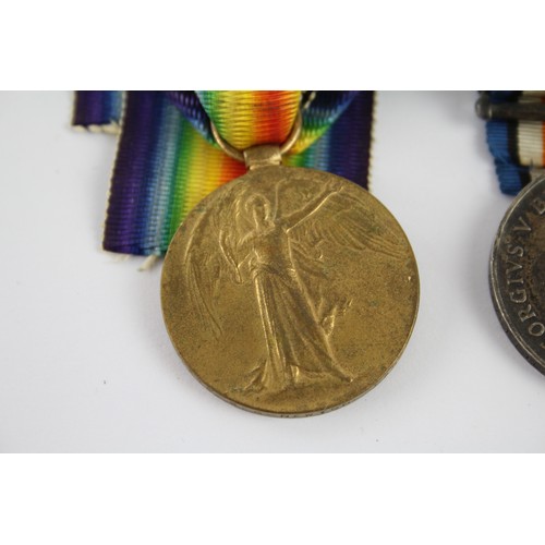 469 - 2 x WW1 Medal Pair & Original Long Ribbons